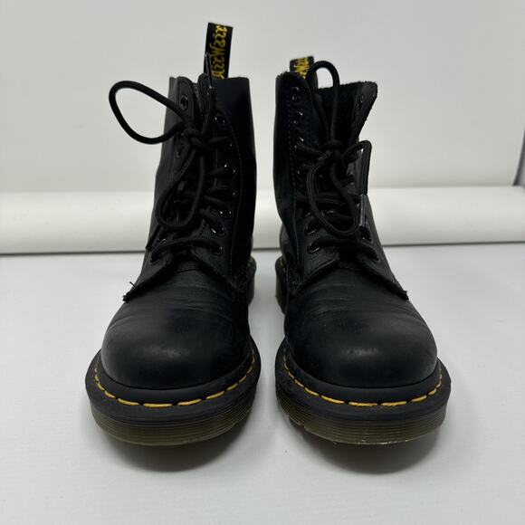 Dr Doc Martens Boots Womens 5 Black 1460 Pascal Soft Leather Combat - Picture 2 of 9